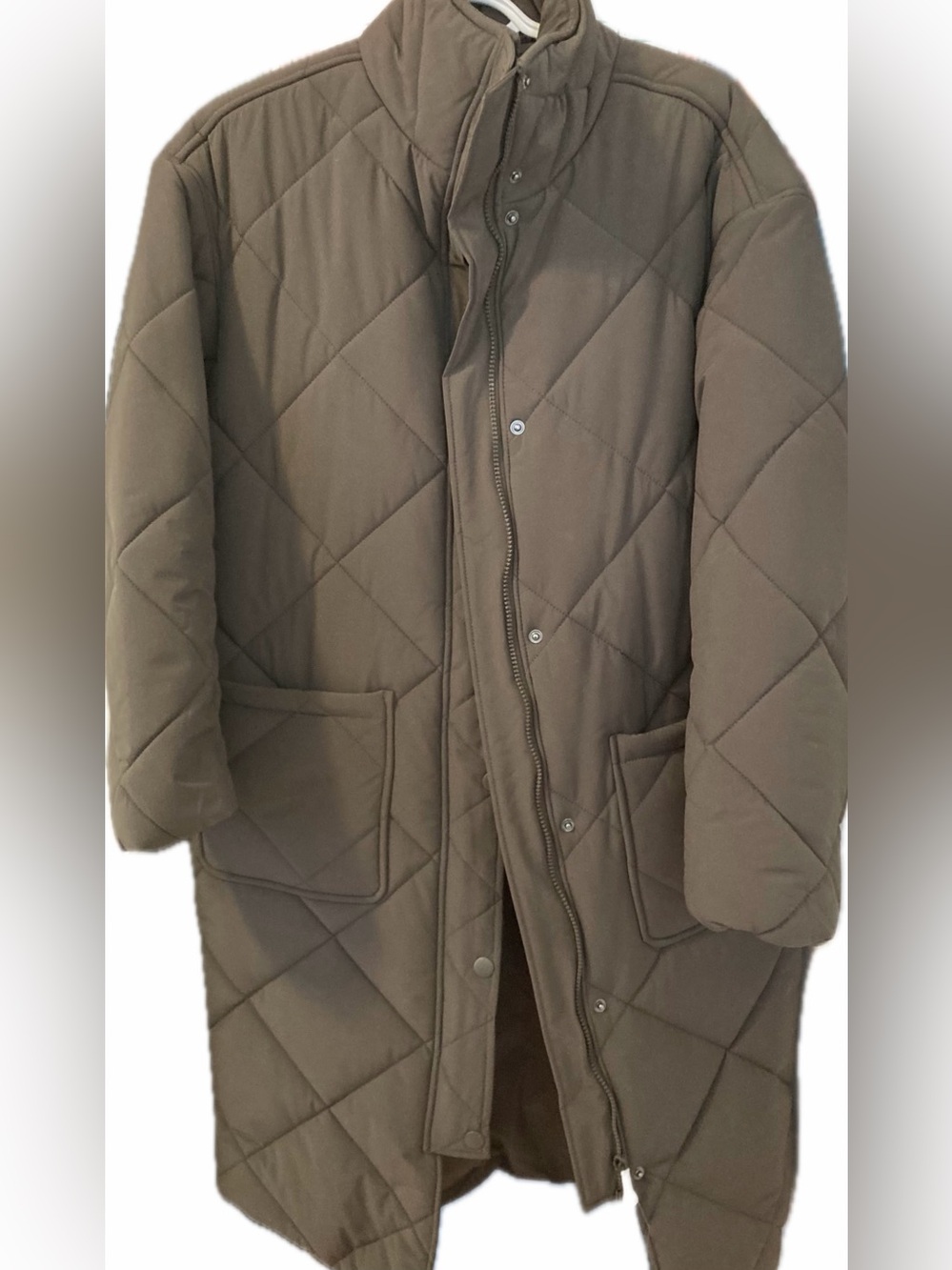 NWT Reitmans Taupe Water-Repellent Quilted Long Coat XXS